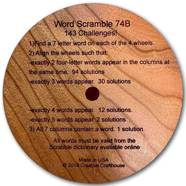 Word Wheel Scramble 74B - Wooden Puzzle Word Search Challenges - Creative Crafthouse