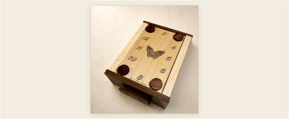 Butterfly Wood Puzzle Box - Custom Escape Room Mag Lock Box