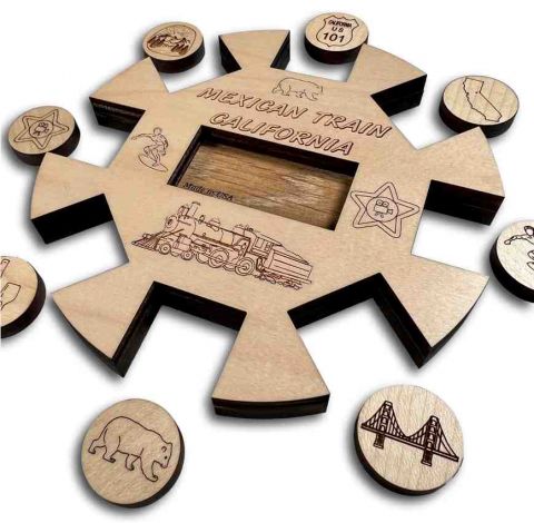 Mexican Train *California Edition* Hub and Tokens wooden domino game