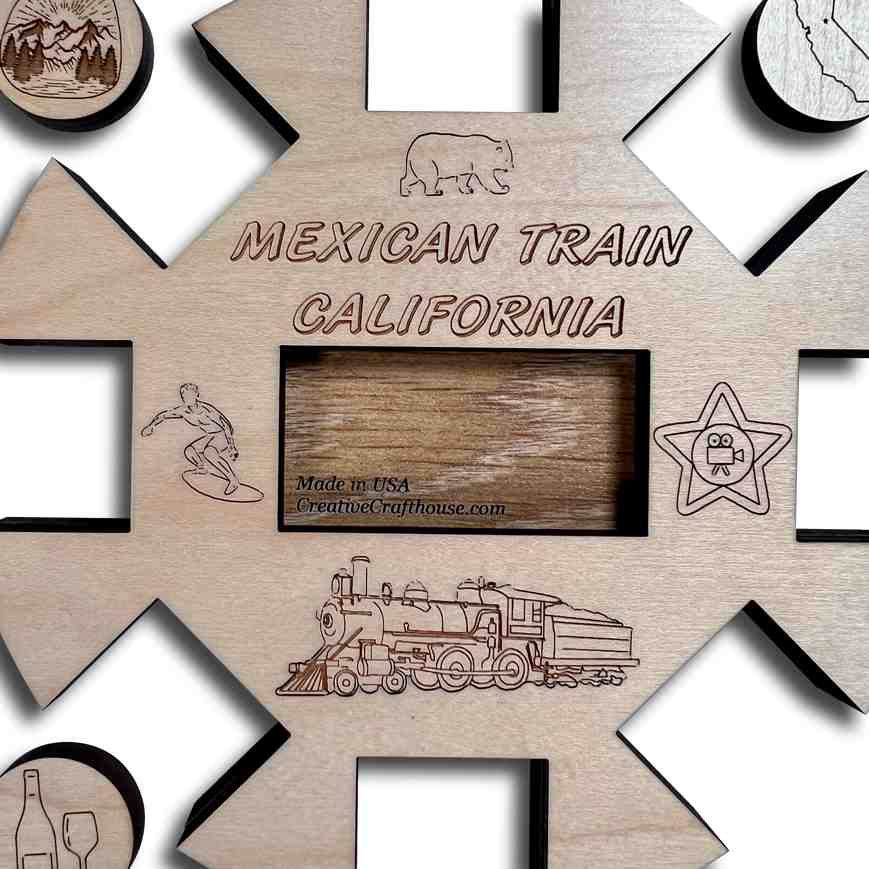 Mexican Train *California Edition* Hub and Tokens wooden domino game