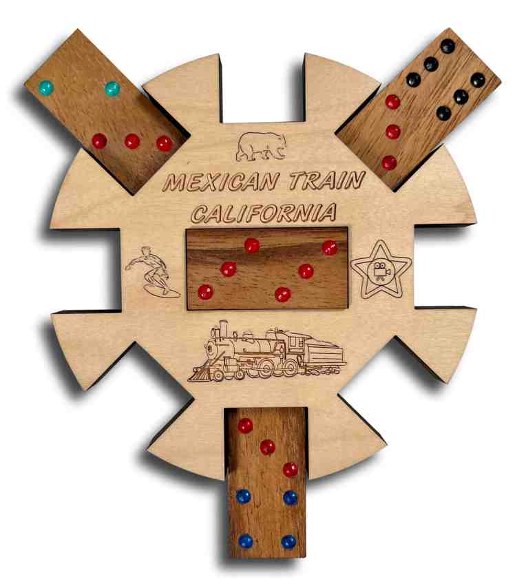 Mexican Train *California Edition* Hub and Tokens wooden domino game