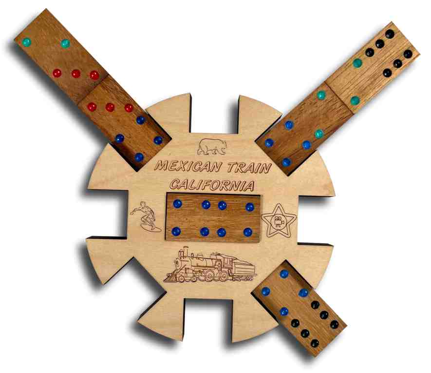 Mexican Train *California Edition* Hub and Tokens wooden domino game