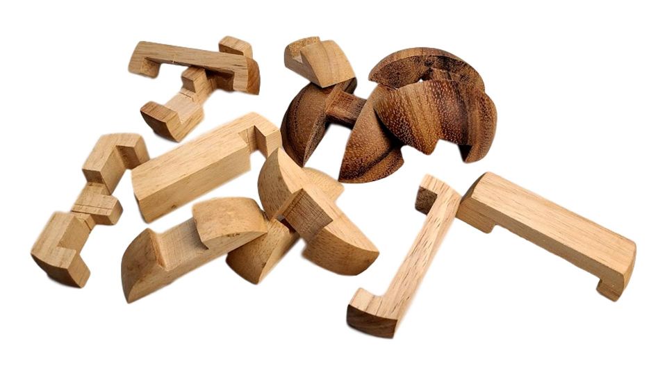 Baseball wood brain teaser puzzle 12 pc challenging 