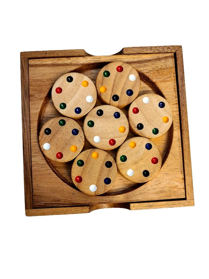 Color match wheels wood brain teaser puzzle 