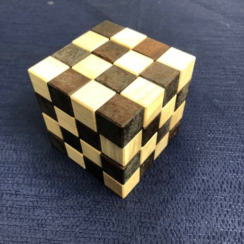 King Snake 4x4x4 wood brain teaser puzzle sz largeTOUGH 