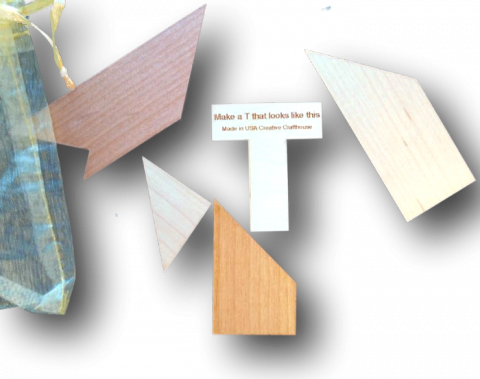 Pence vacht Bijna Letter T Puzzle - classic 4 pieces make a T & 20 other shapes
