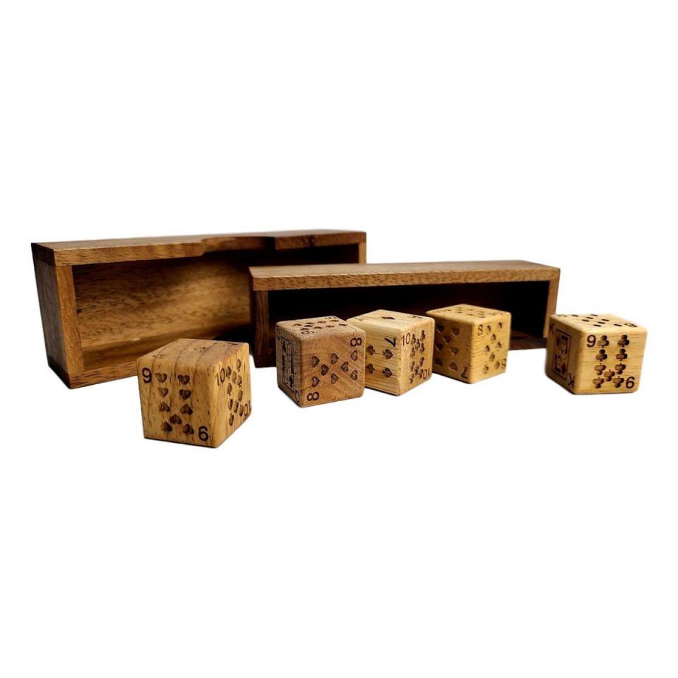 Deluxe Playing Card & Dice Wooden Box Set 