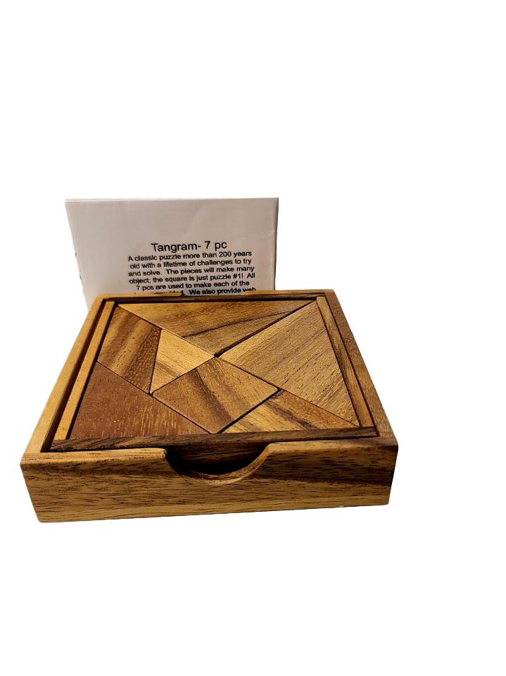 Tangram 7 piece square wood brain teaser puzzle Large Creative Crafthouse 